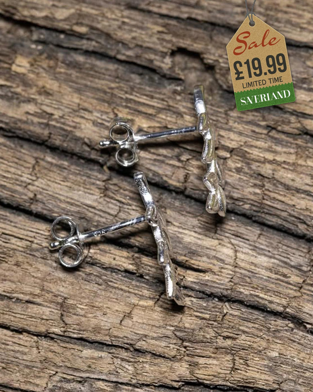 Sterling Silver Big Leaf Push-back Earrings