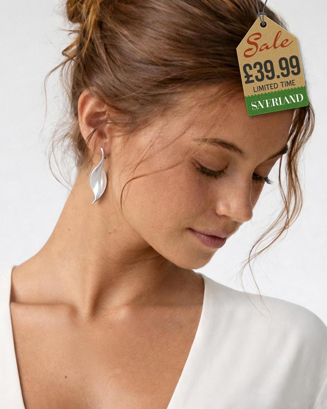 Sterling Silver Olive Leaf Hook Leaf Earrings