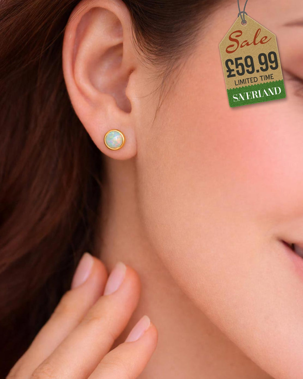 Golden Opal Micron 18K Gold Push-back Earrings Decorated with Lab-created Opal