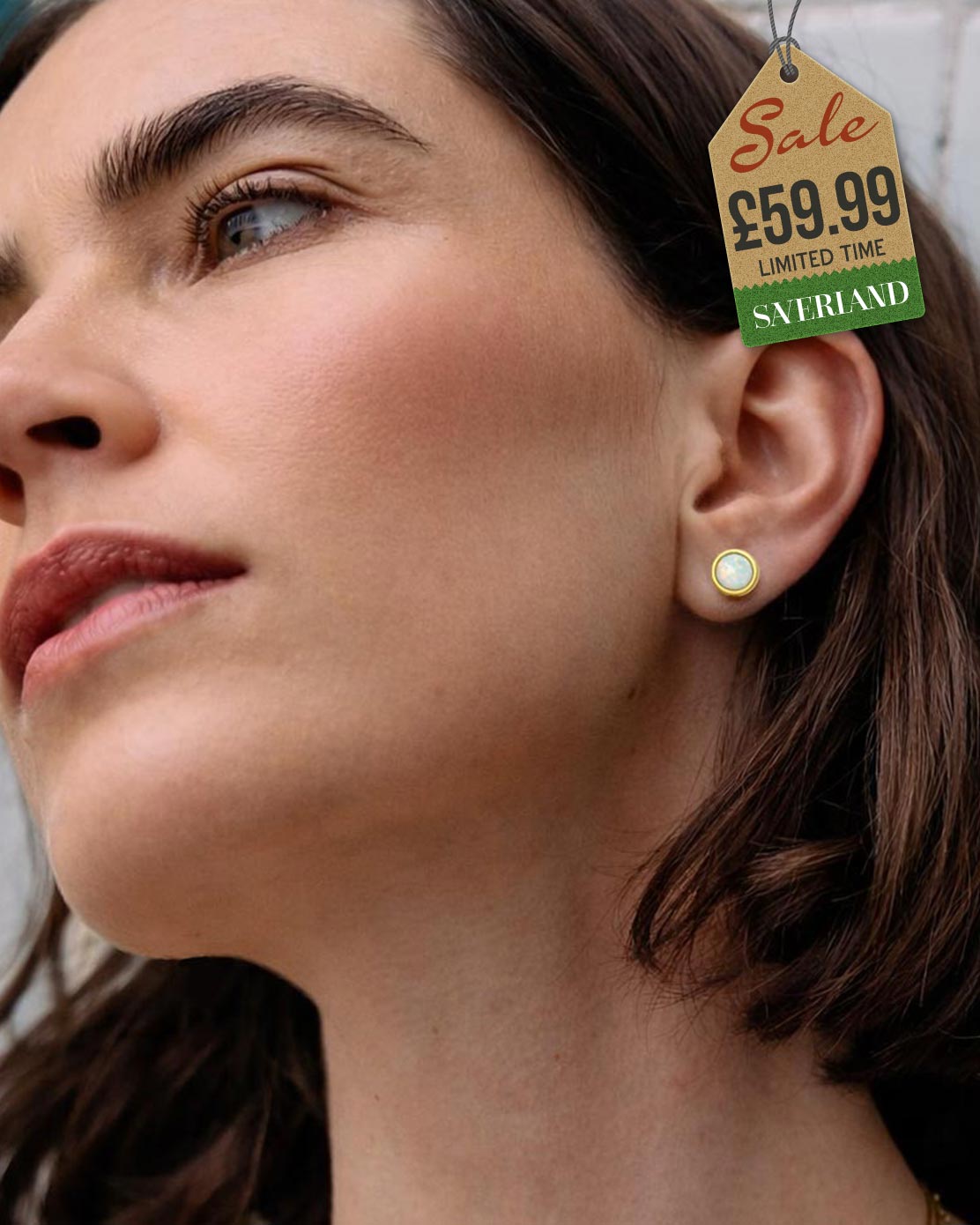 Golden Opal Micron 18K Gold Push-back Earrings Decorated with Lab-created Opal