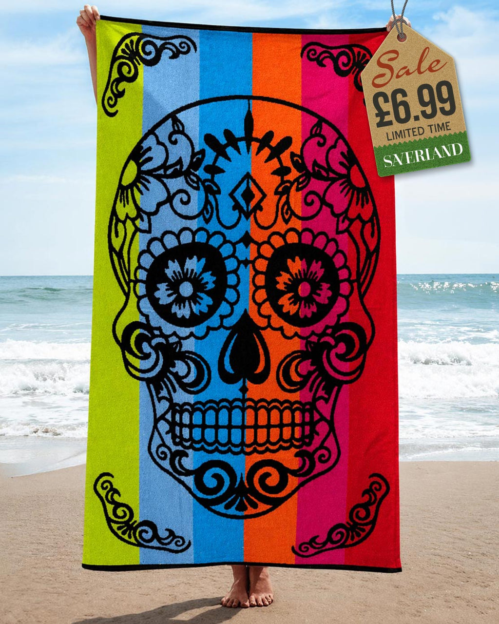 The Day of the Dead Beach Towel - Multicolour