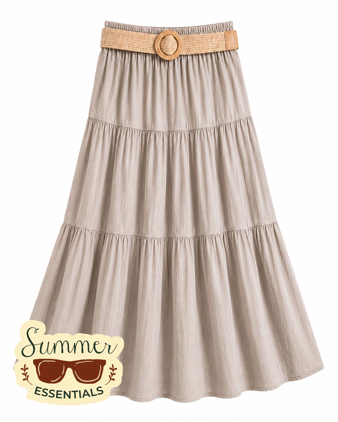 Tiered Maxi Skirt – Beige