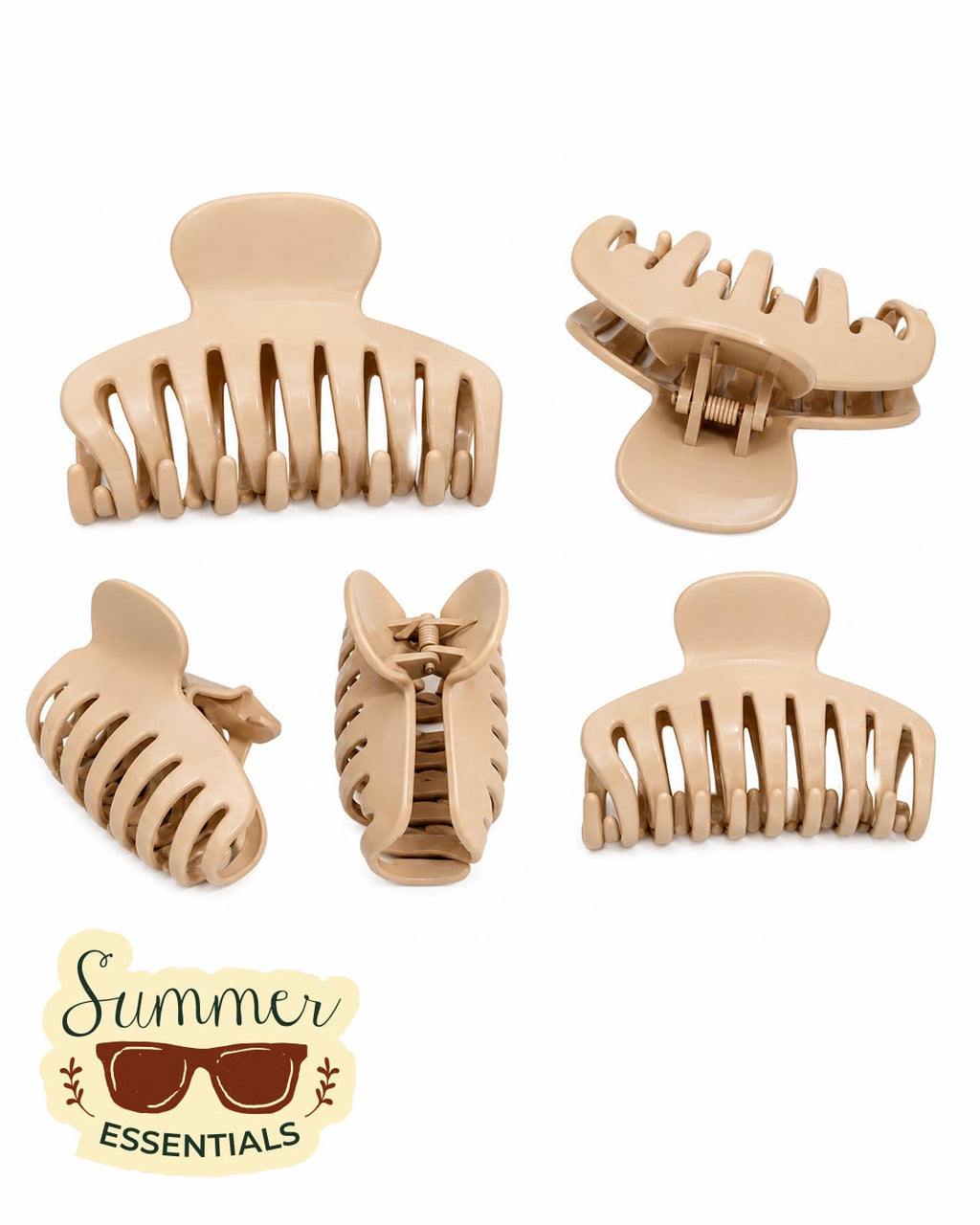 Beige Hair Claw Clips