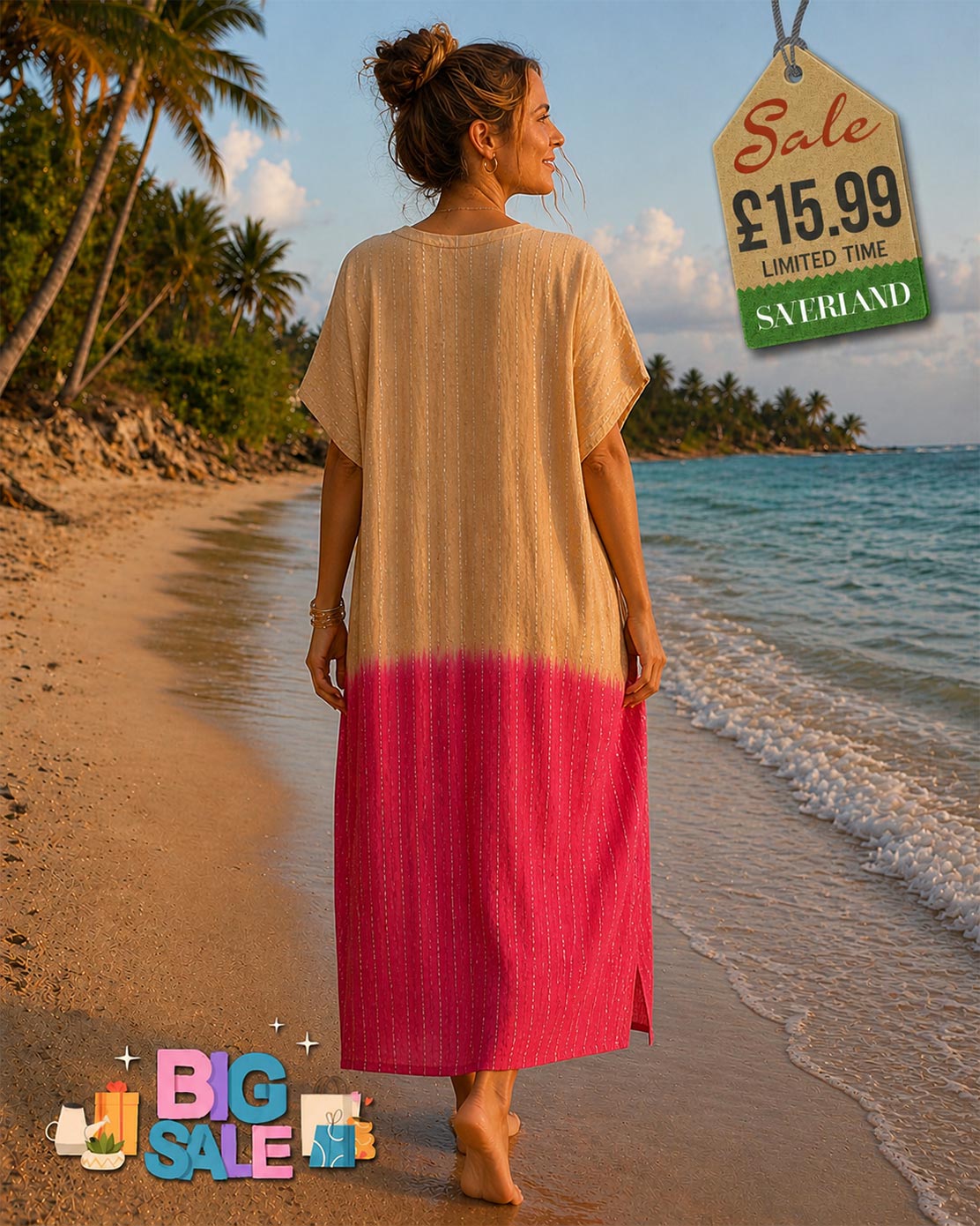 Dip-Dye Kaftan Beach Dress