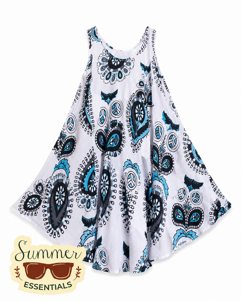 Blue & White Floral Summer Dress