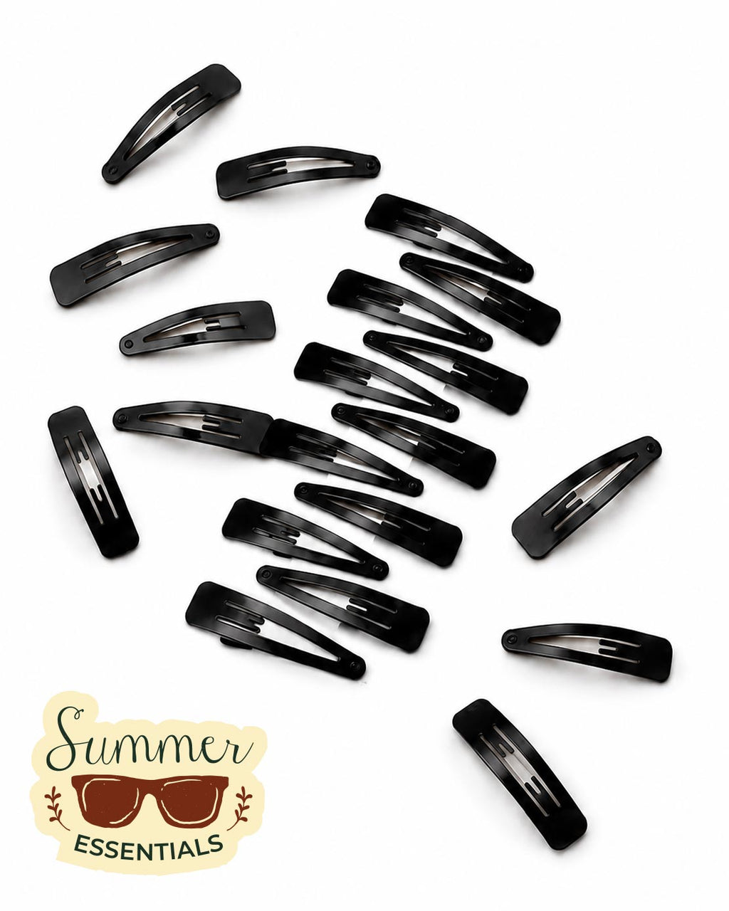 Black Snap Hair Clips Set - 10