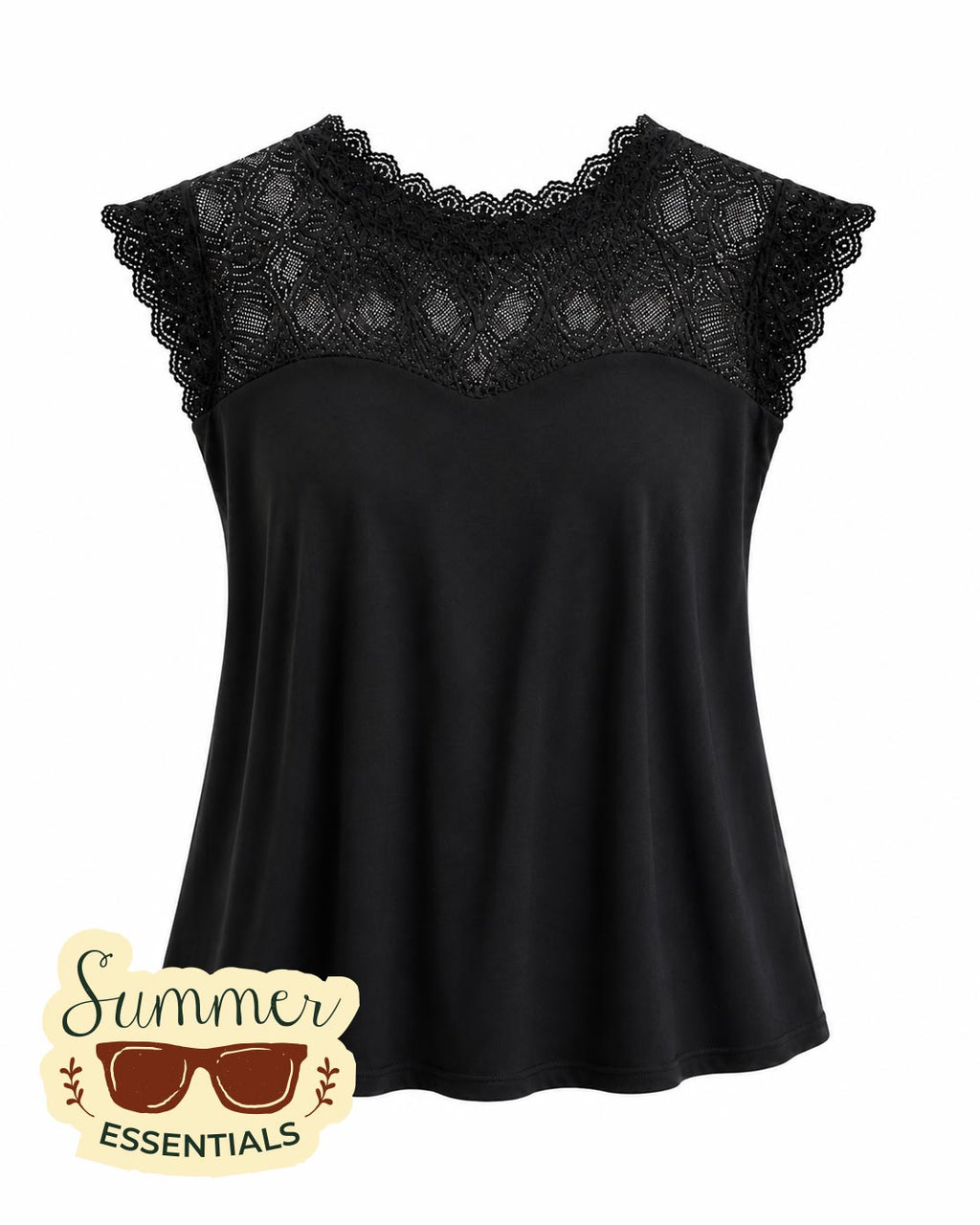 Elegant Lace Detail Top - Black