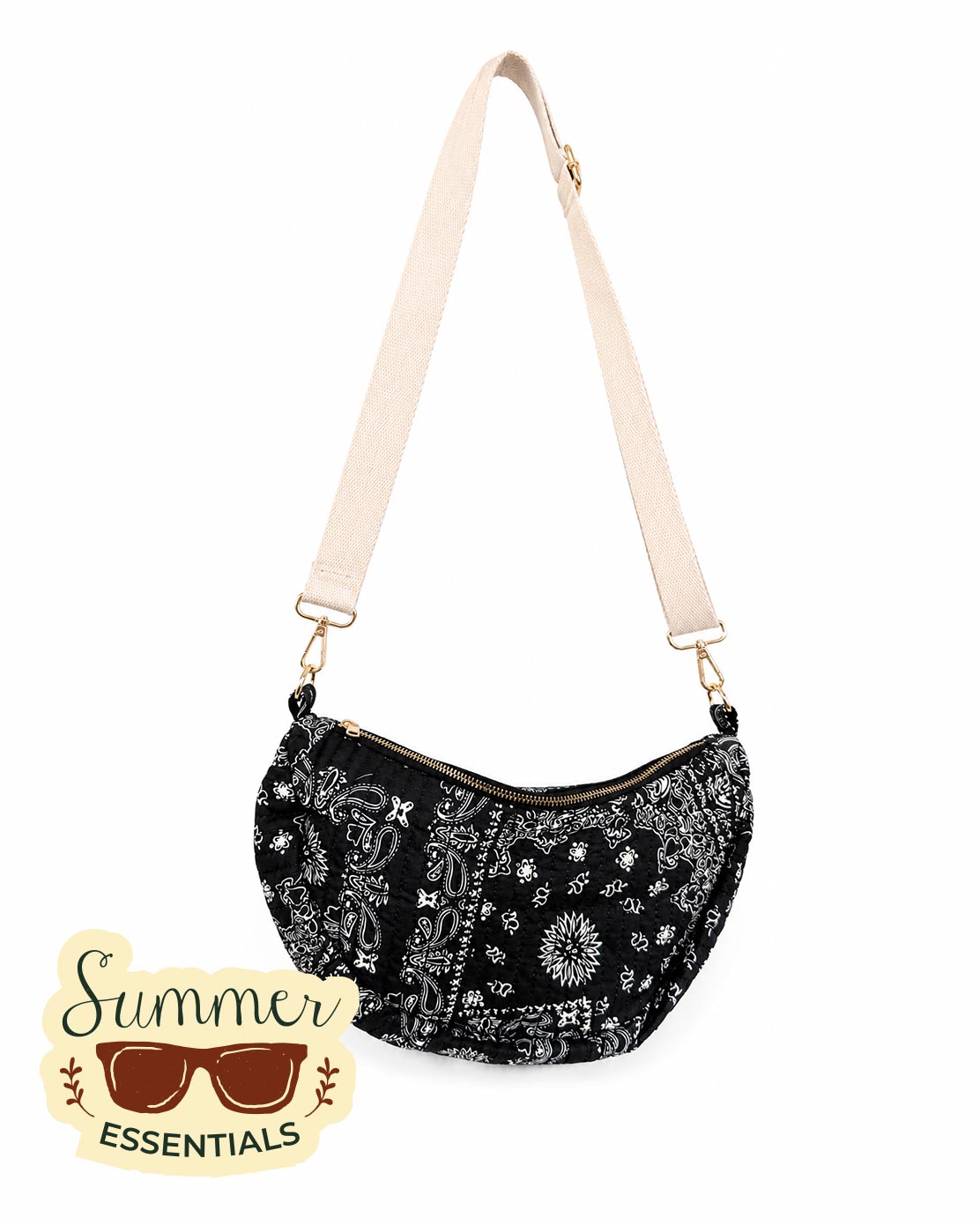 Black Paisley Crossbody Bag