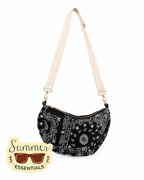 Black Paisley Crossbody Bag