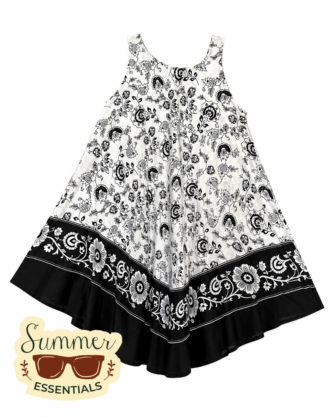 Midnight Bloom Short Dress – Black & White