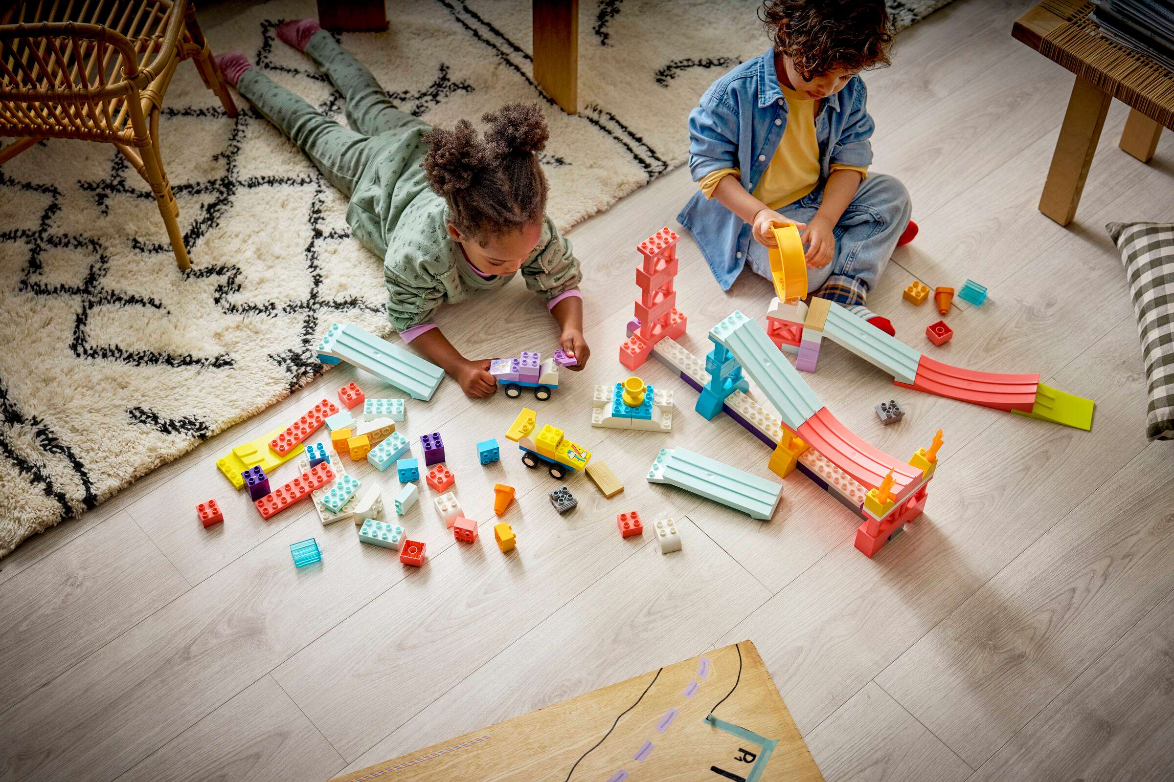 LEGO DUPLO 3 in 1 Creative Ramps with Vehicles being built