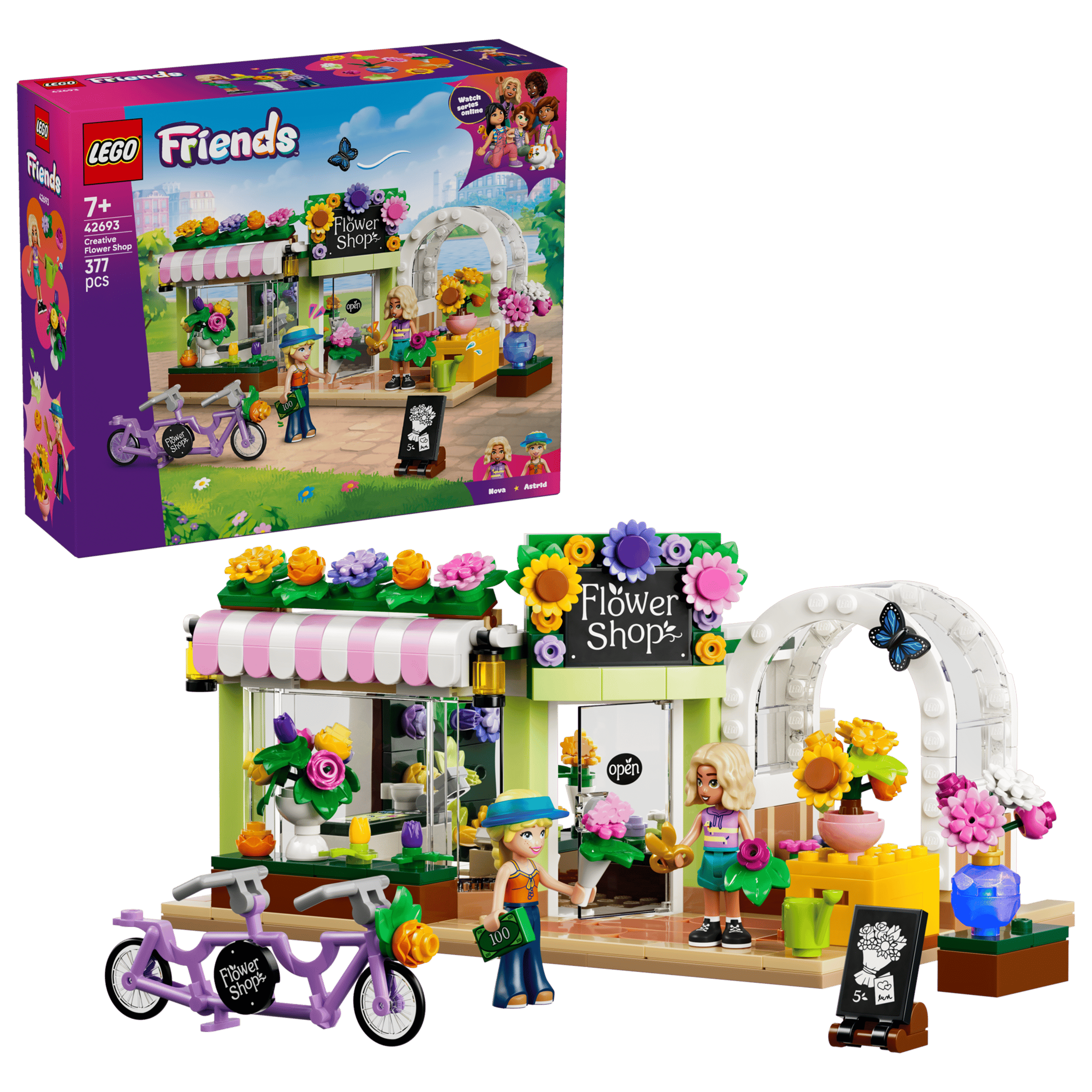 LEGO Friends Creative Flower Shop 42693 box and model