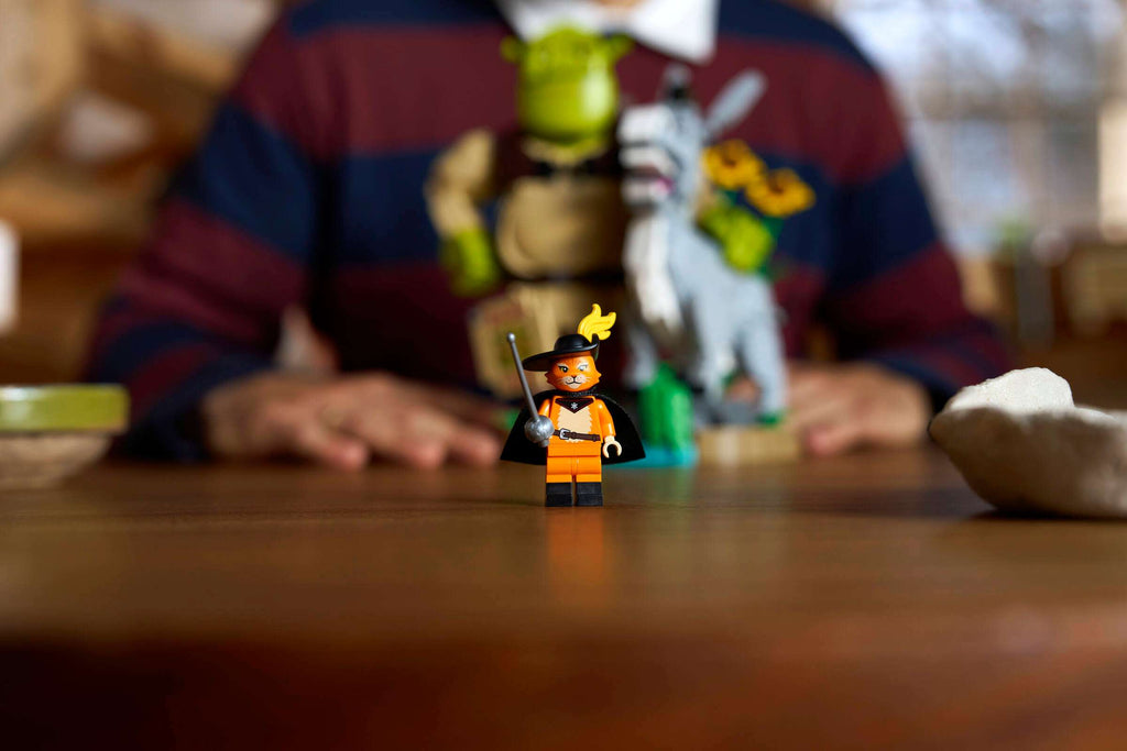 LEGO Shrek Shrek, Donkey & Puss in Boots 72423 being built