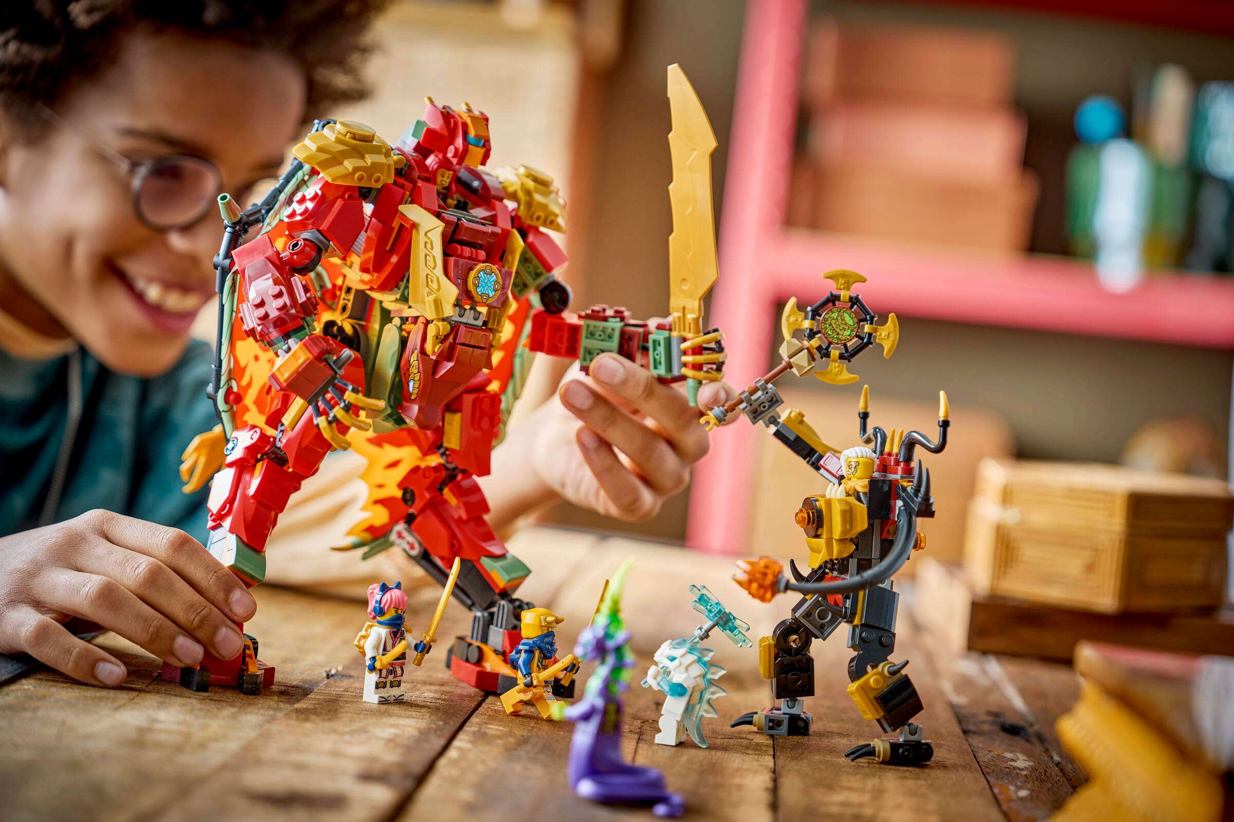 LEGO Ninjago Wyldfyre's Transforming Dragon Mech 71868 play scene