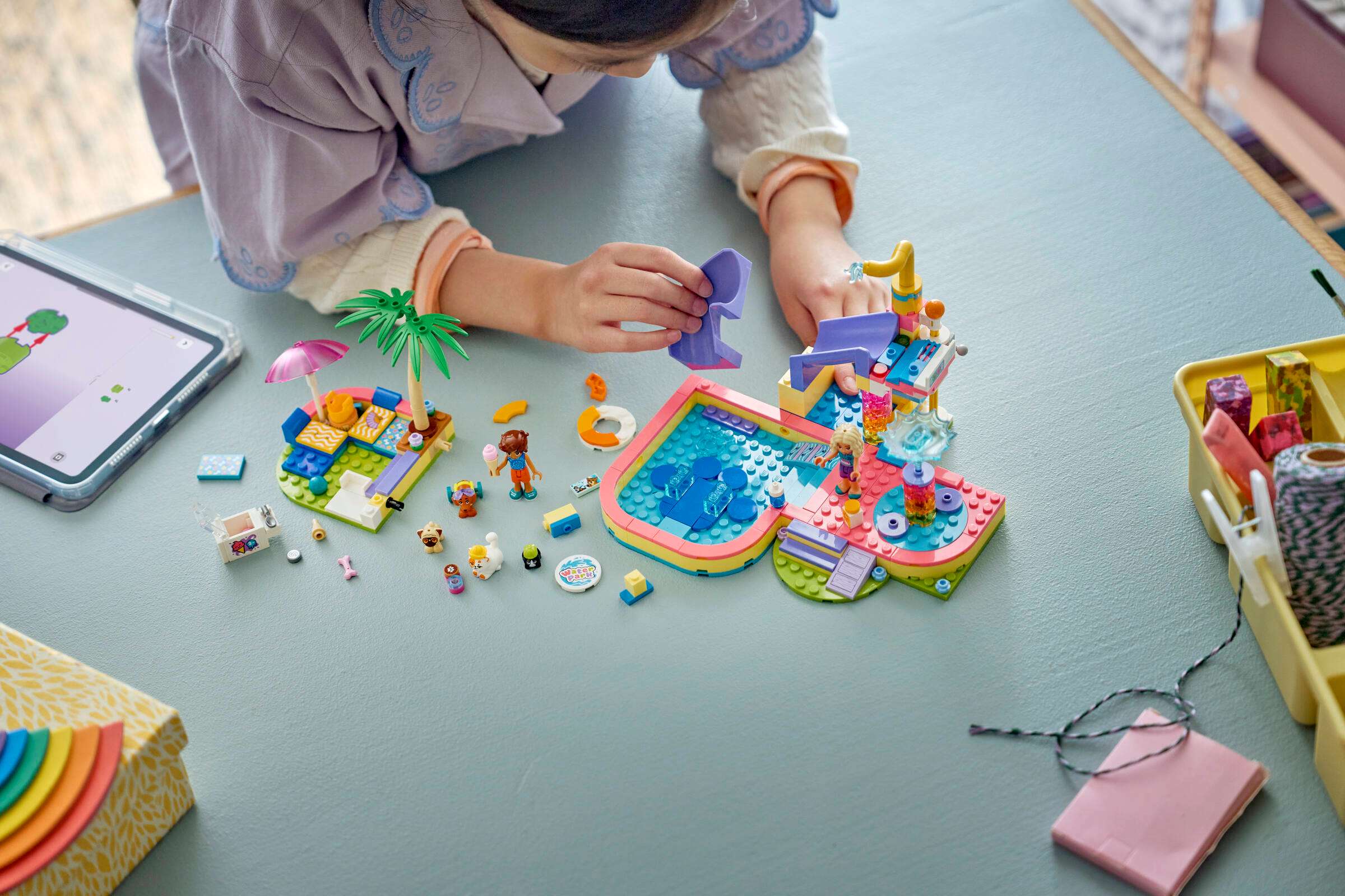 LEGO Friends Fun Water Park Day 42676 being built