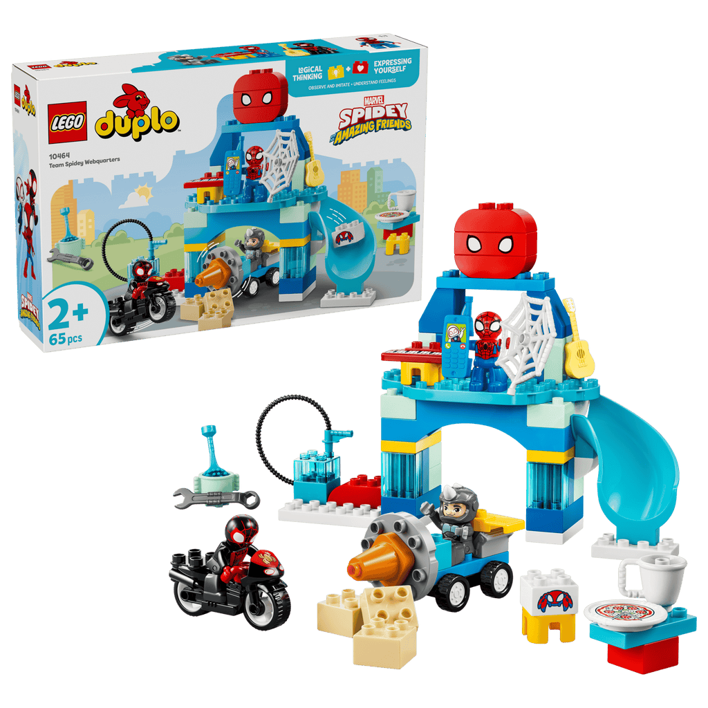 LEGO DUPLO Team Spidey Webquarters box and model