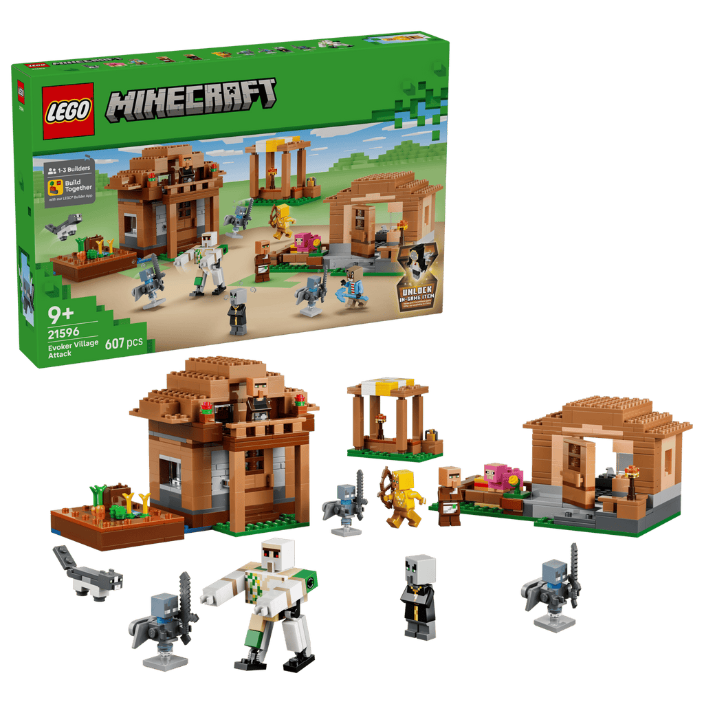 LEGO Minecraft Evoker Village Attack 21596 box and model