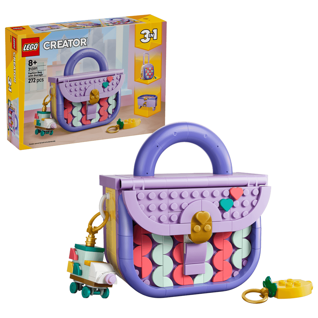 LEGO Creator 3-in-1 Art Fashion Bag with Storage 31391 box and model