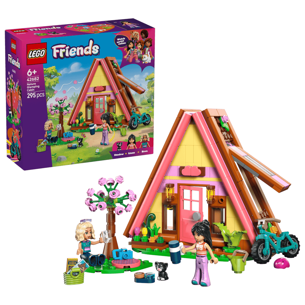 LEGO Friends Nature Glamping Cabin 42682 box and model