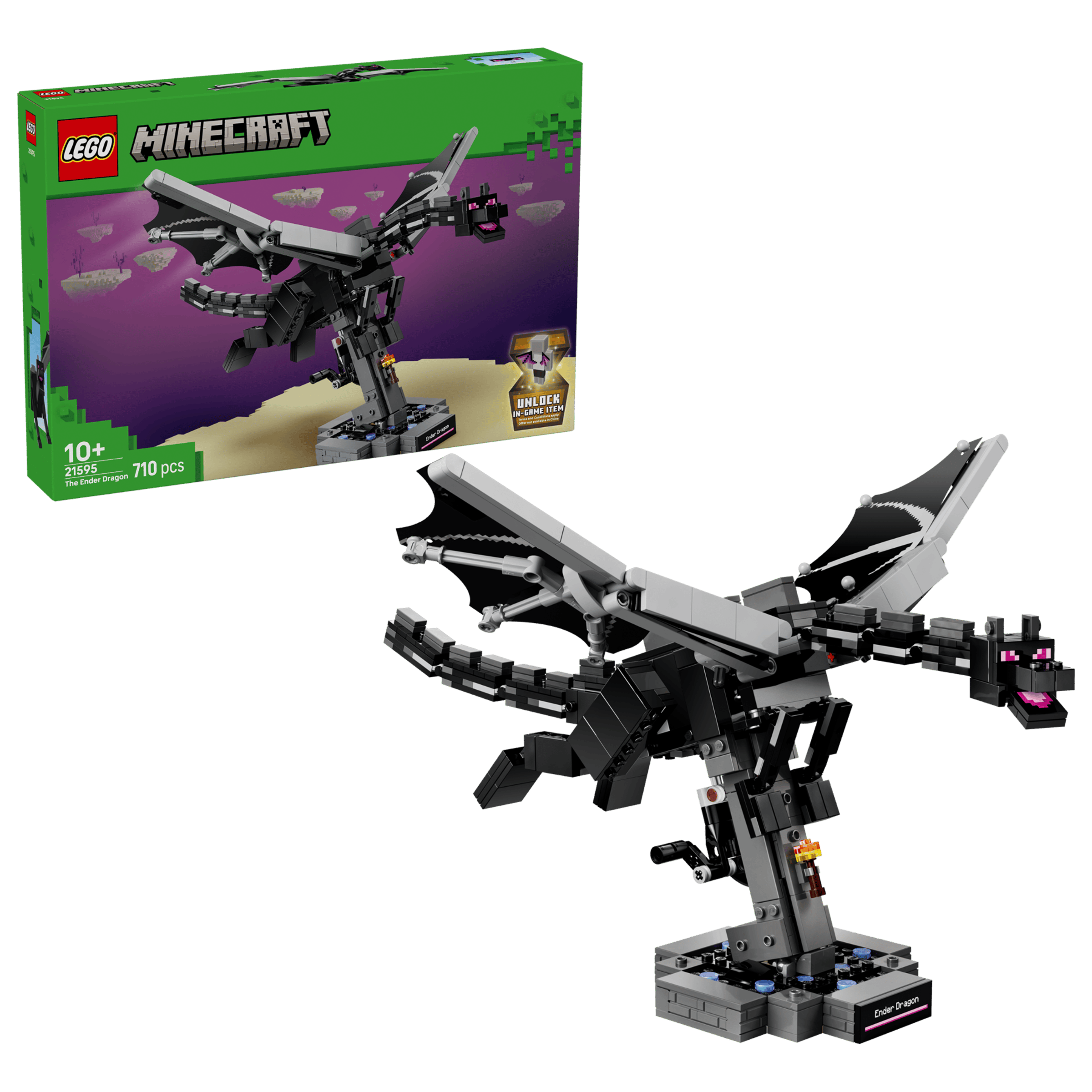 LEGO Minecraft The Ender Dragon 21595 box and model