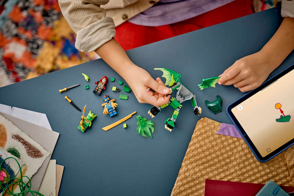 LEGO Ninjago Lloyd's Dragon Mech Battle Pack 71862 being built