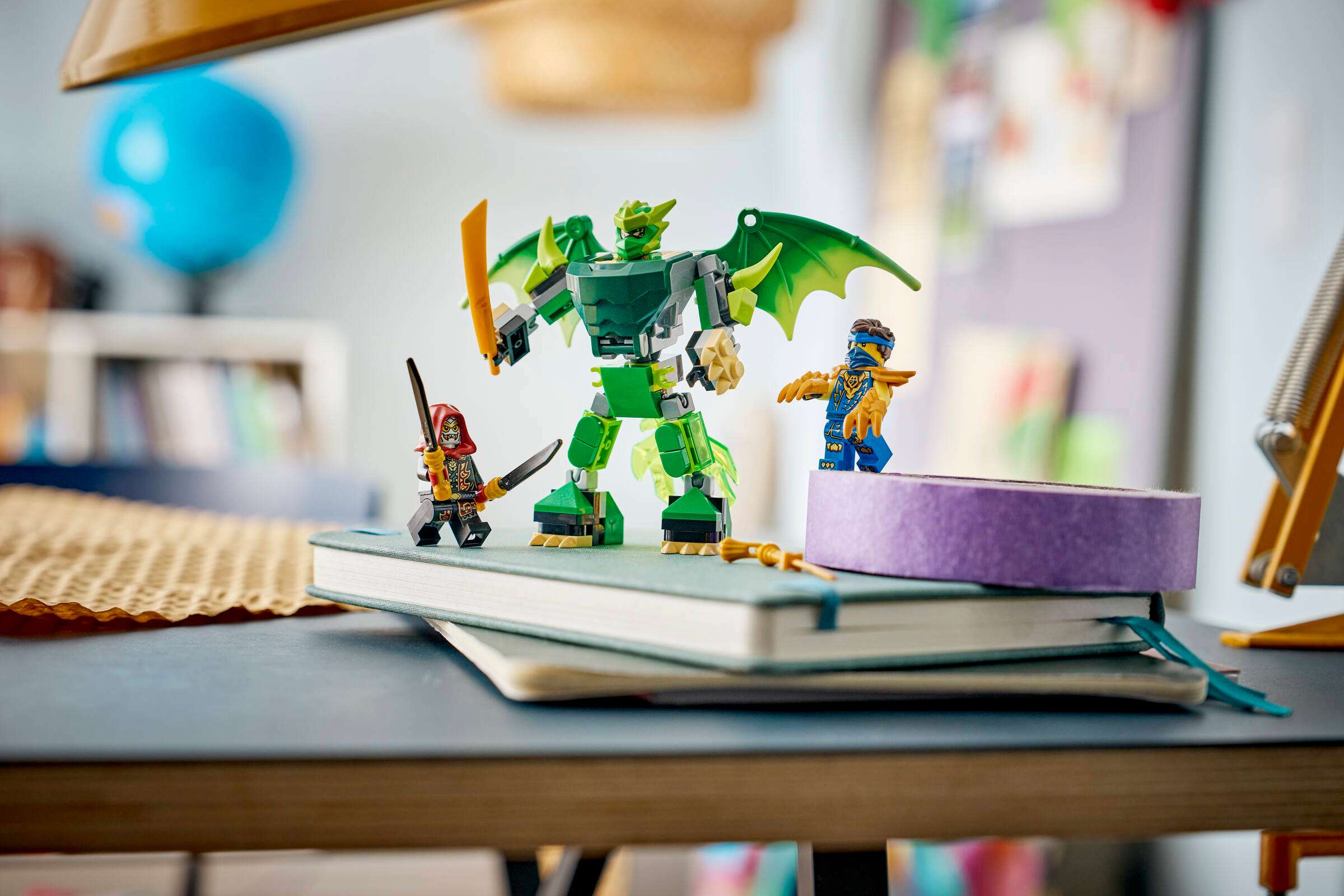 LEGO Ninjago Lloyd's Dragon Mech Battle Pack 71862 on display