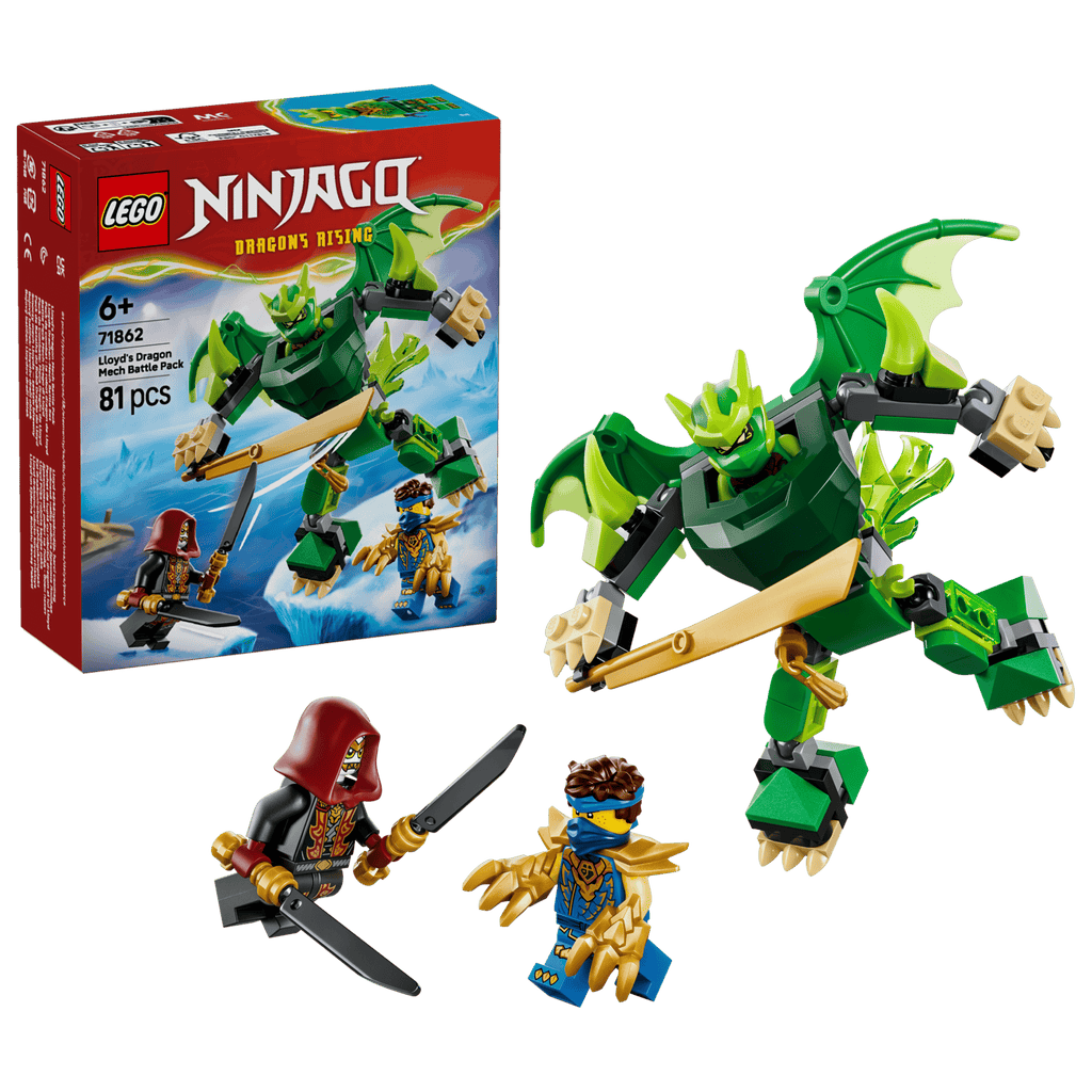 LEGO Ninjago Lloyd's Dragon Mech Battle Pack 71862 box and model