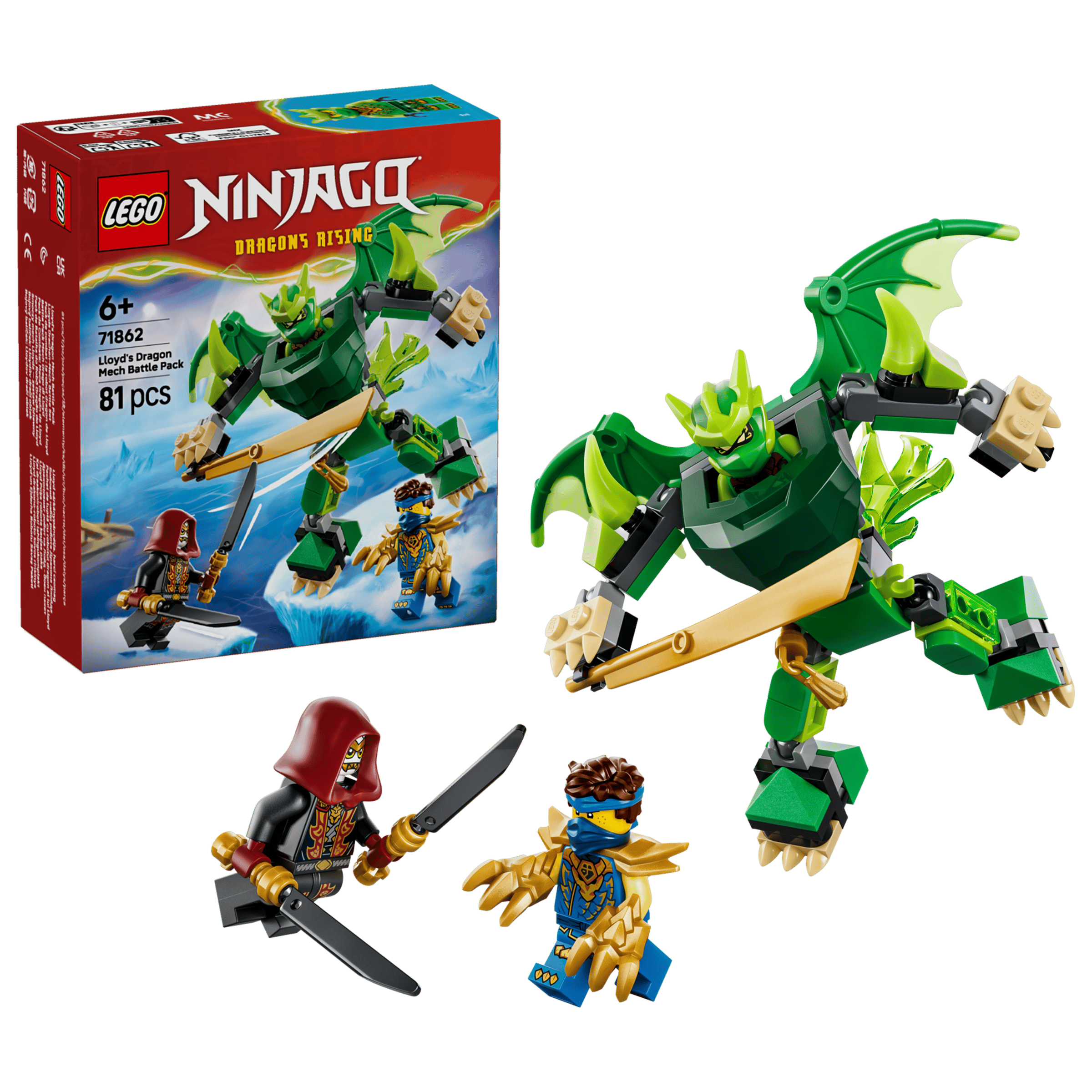 LEGO Ninjago Lloyd's Dragon Mech Battle Pack 71862 box and model