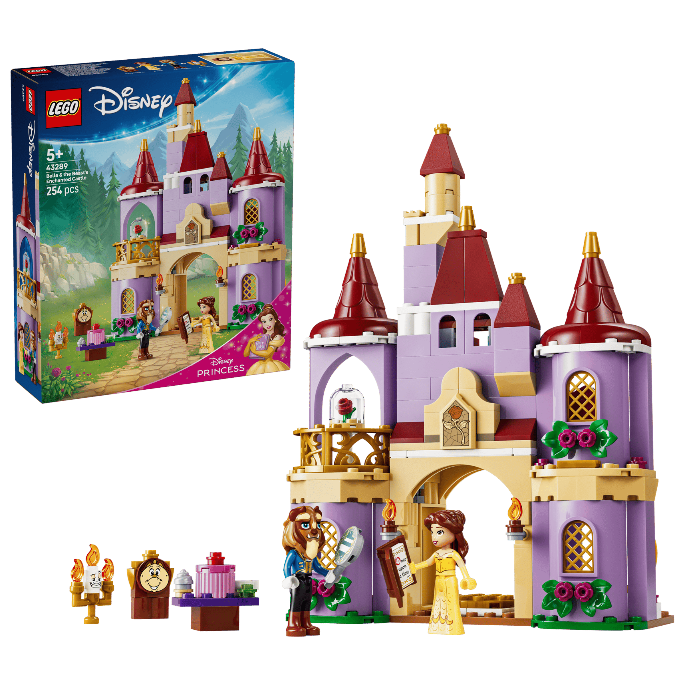 LEGO Disney Belle & the Beast's Enchanted Castle 43289 box and model