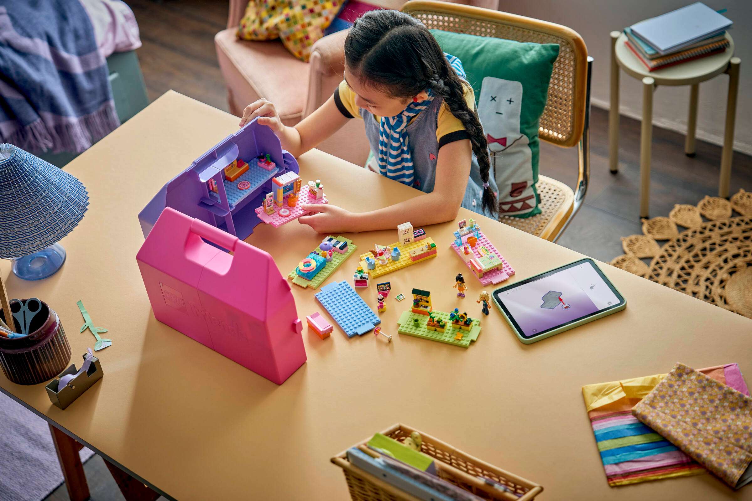 LEGO Friends Creative Dollhouse Suitcase 42697 being built