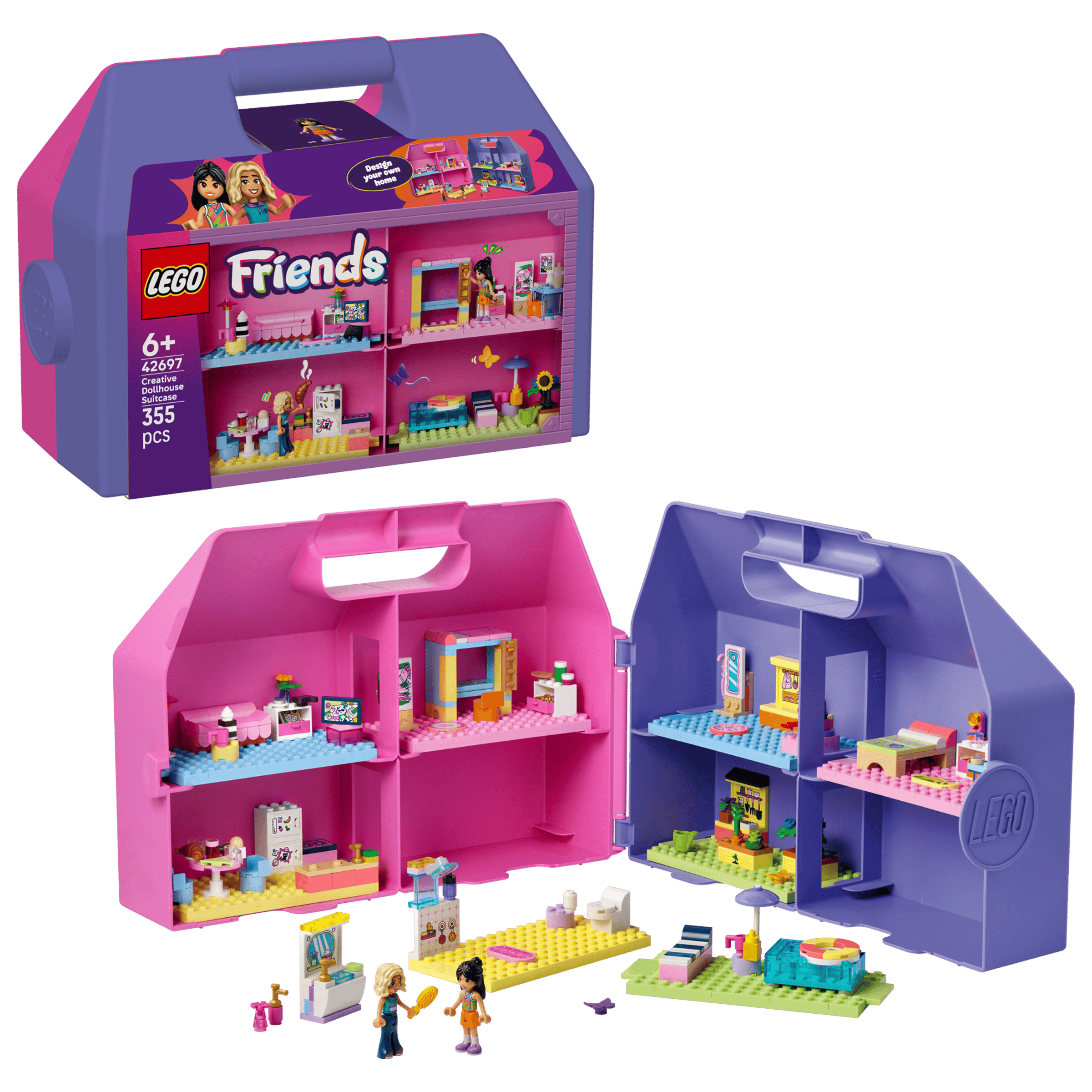 LEGO Friends Creative Dollhouse Suitcase 42697 box and model