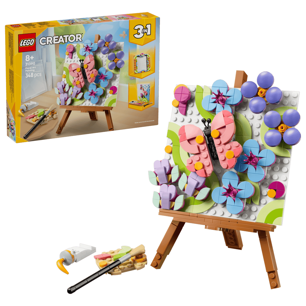LEGO Creator 3-in-1 Floral Art Decor Painting 31390 box and model