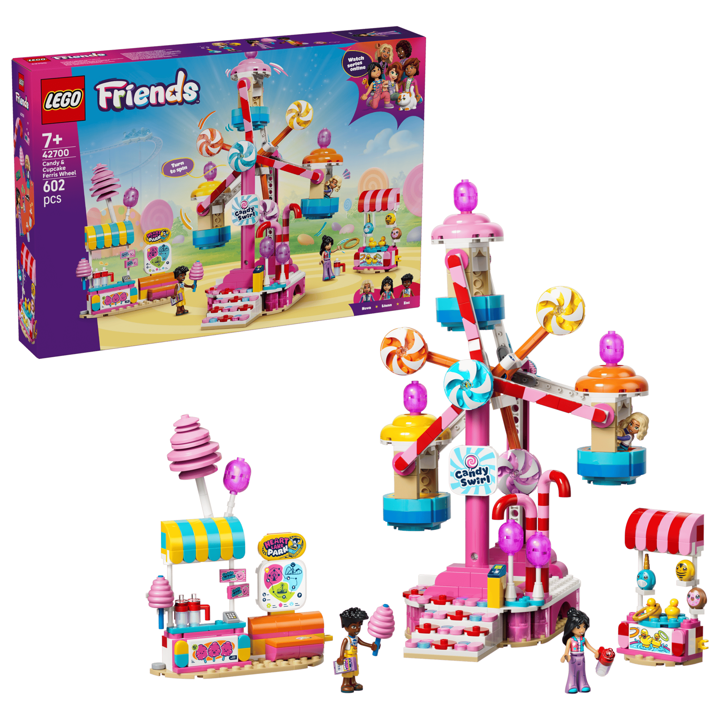 LEGO Friends Candy & Cupcake Ferris Wheel 42700 box and model