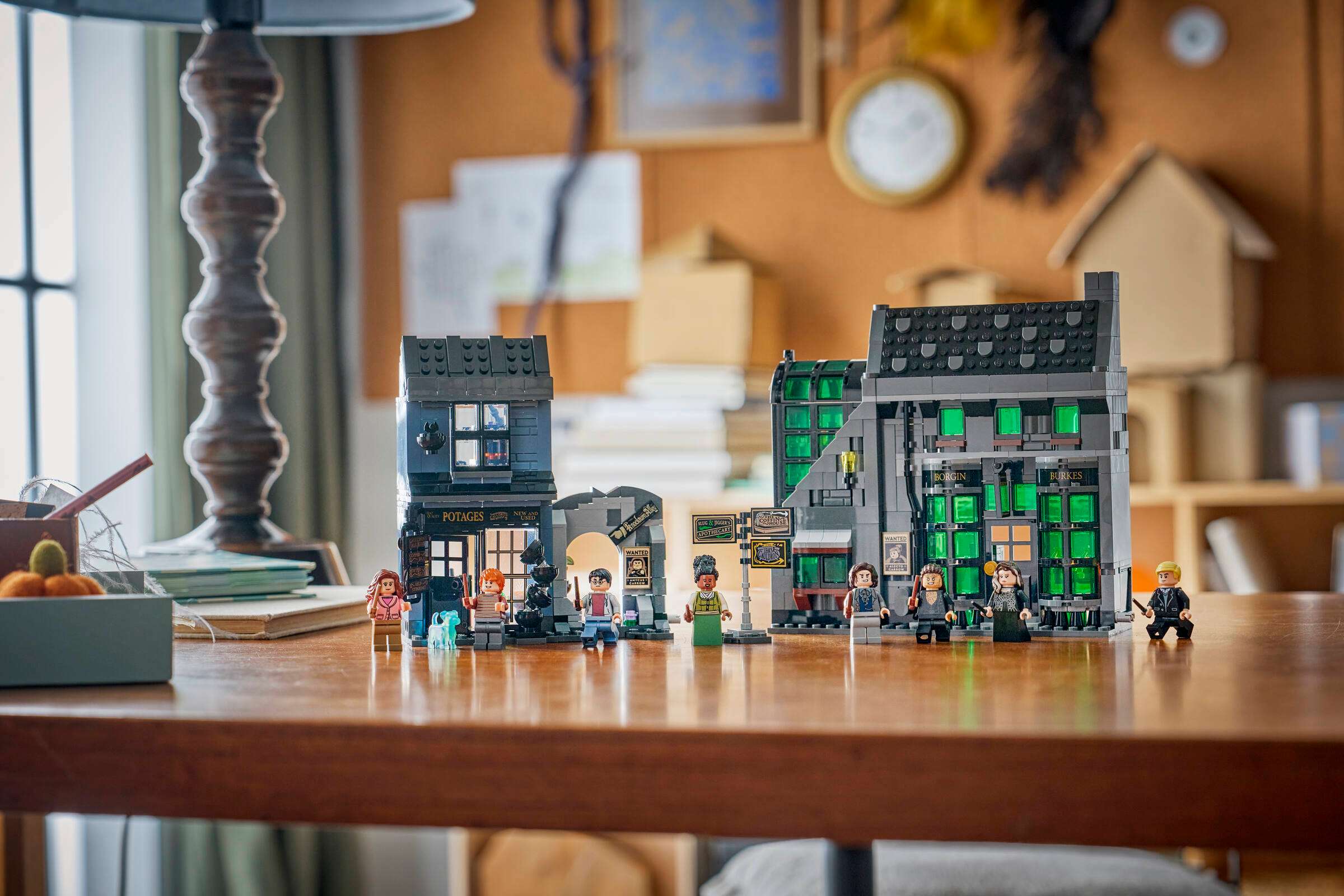 LEGO Harry Potter Knockturn Alley Wizarding Shops 76471 on display