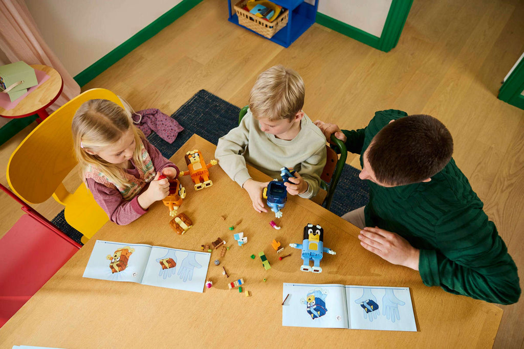 LEGO Bluey Brick-Built Bluey Family being built