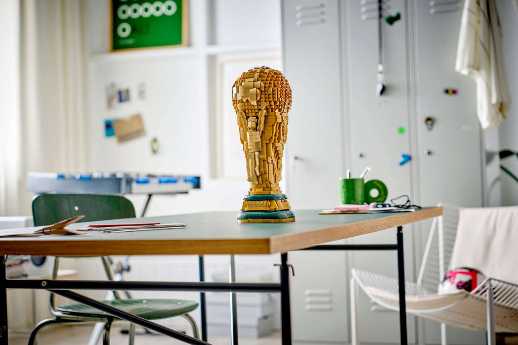 LEGO Editions FIFA World Cup Official Trophy 43020 on display