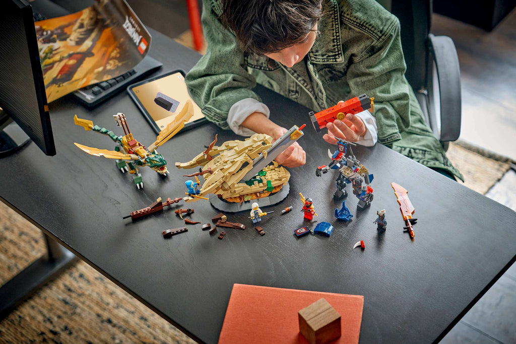LEGO Ninjago Battle at the Dragon's Blade 71871 being built