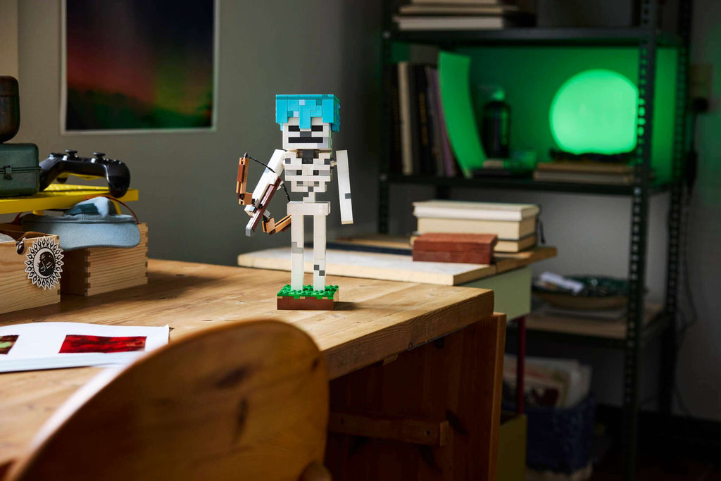 LEGO Minecraft Skeleton on display in a bedroom