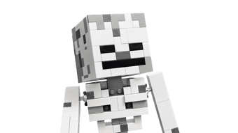 Close-up of the LEGO Minecraft Skeleton head