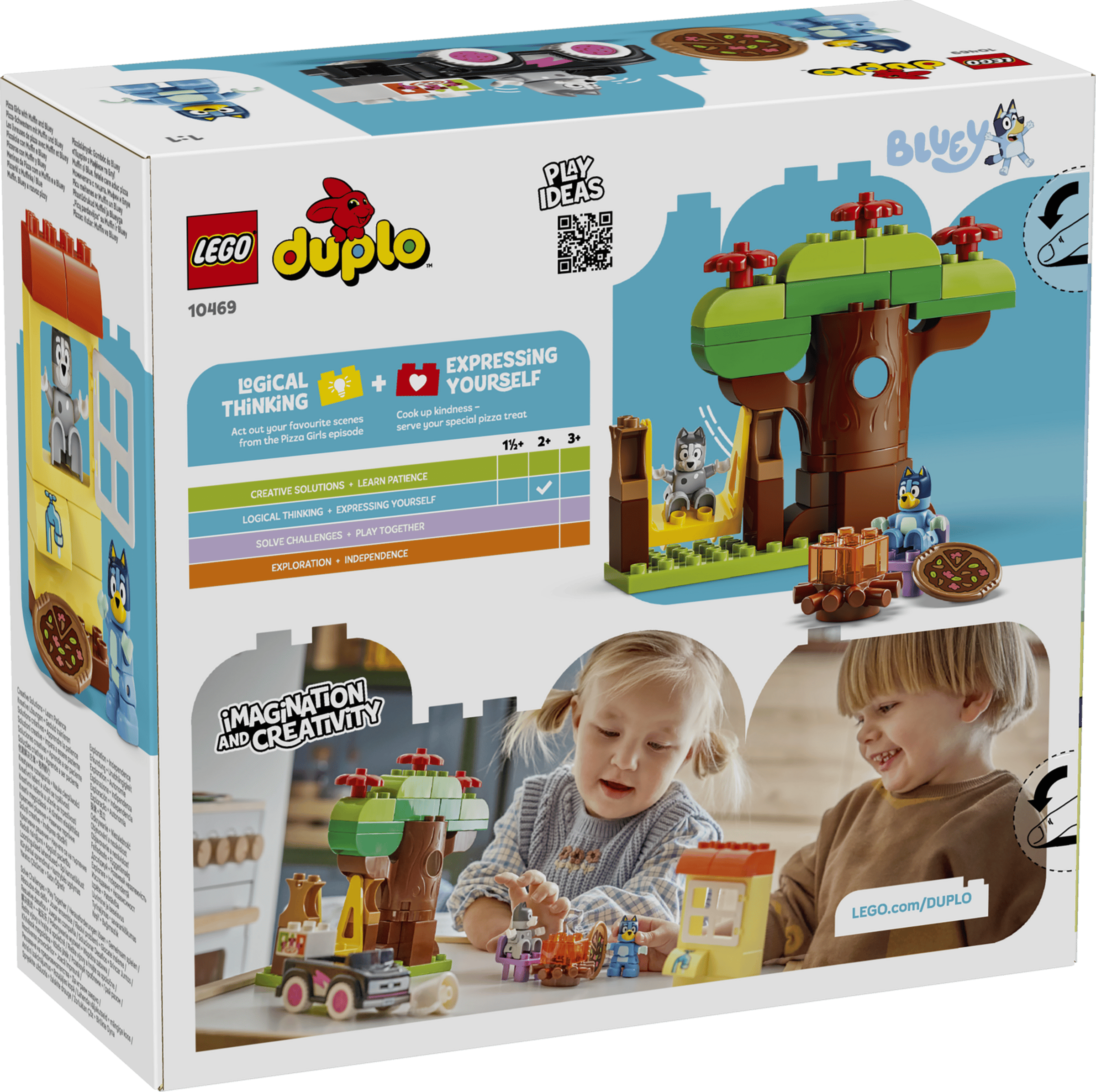 LEGO DUPLO Pizza Girls with Muffin and Bluey box