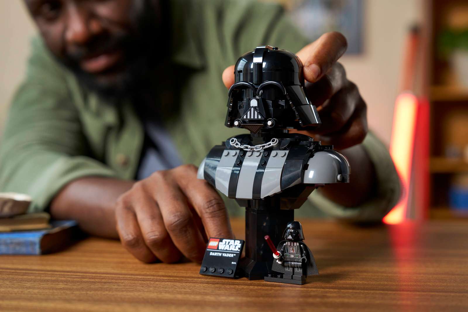 LEGO Star Wars Darth Vader Bust 75439 being built