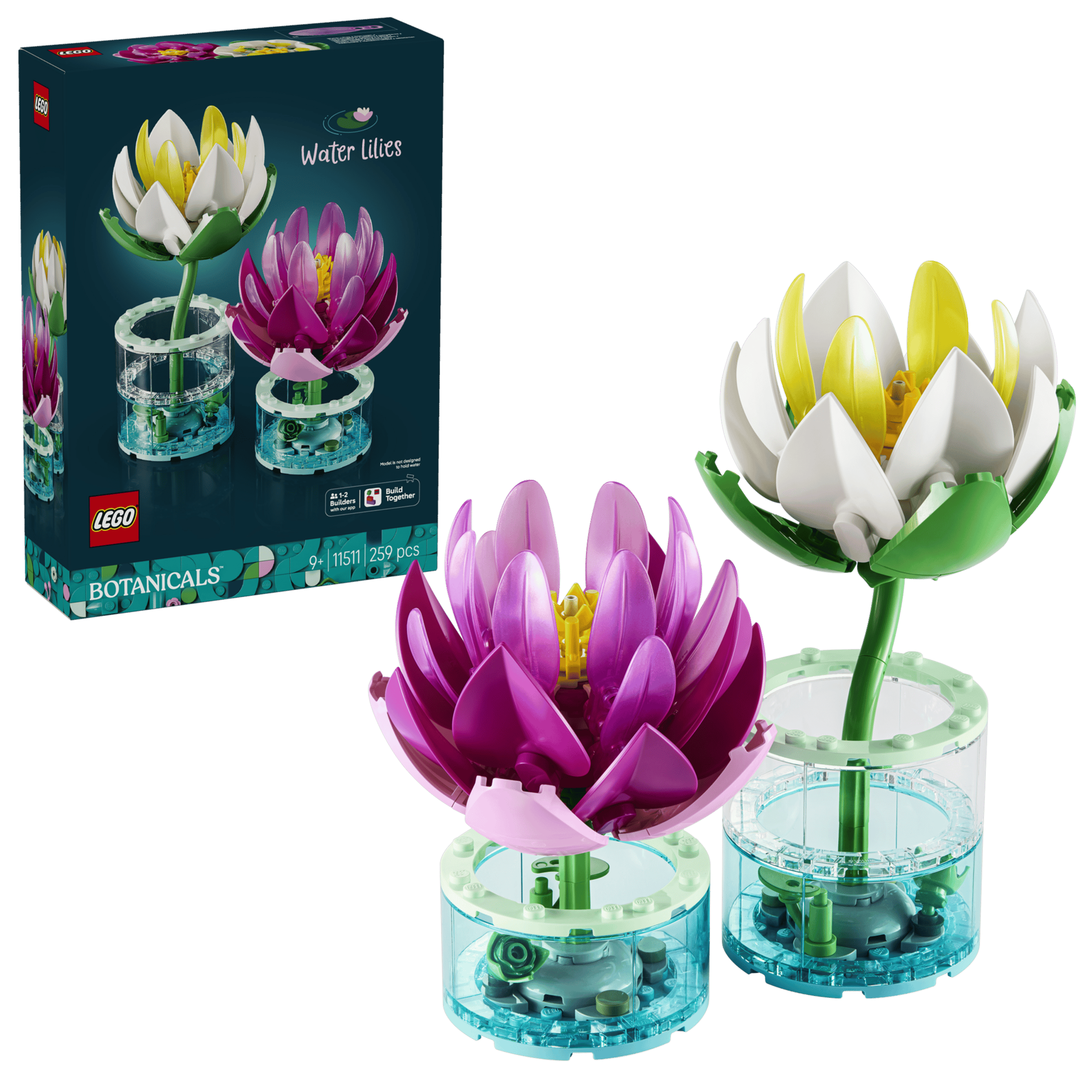 LEGO Botanicals Water Lilies box and model