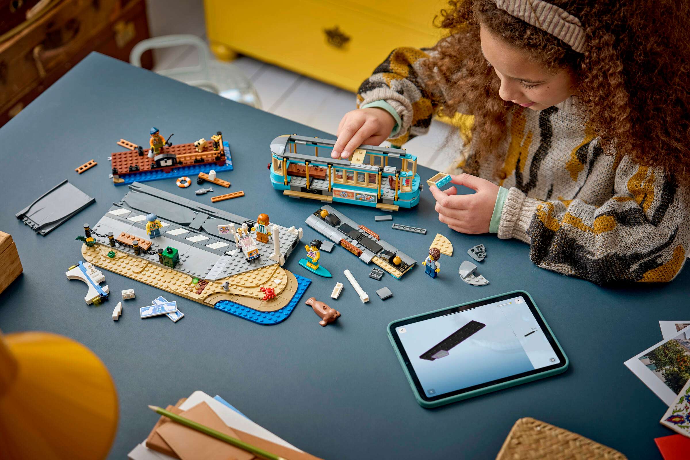 LEGO City Classic Beach Streetcar 60506 being built