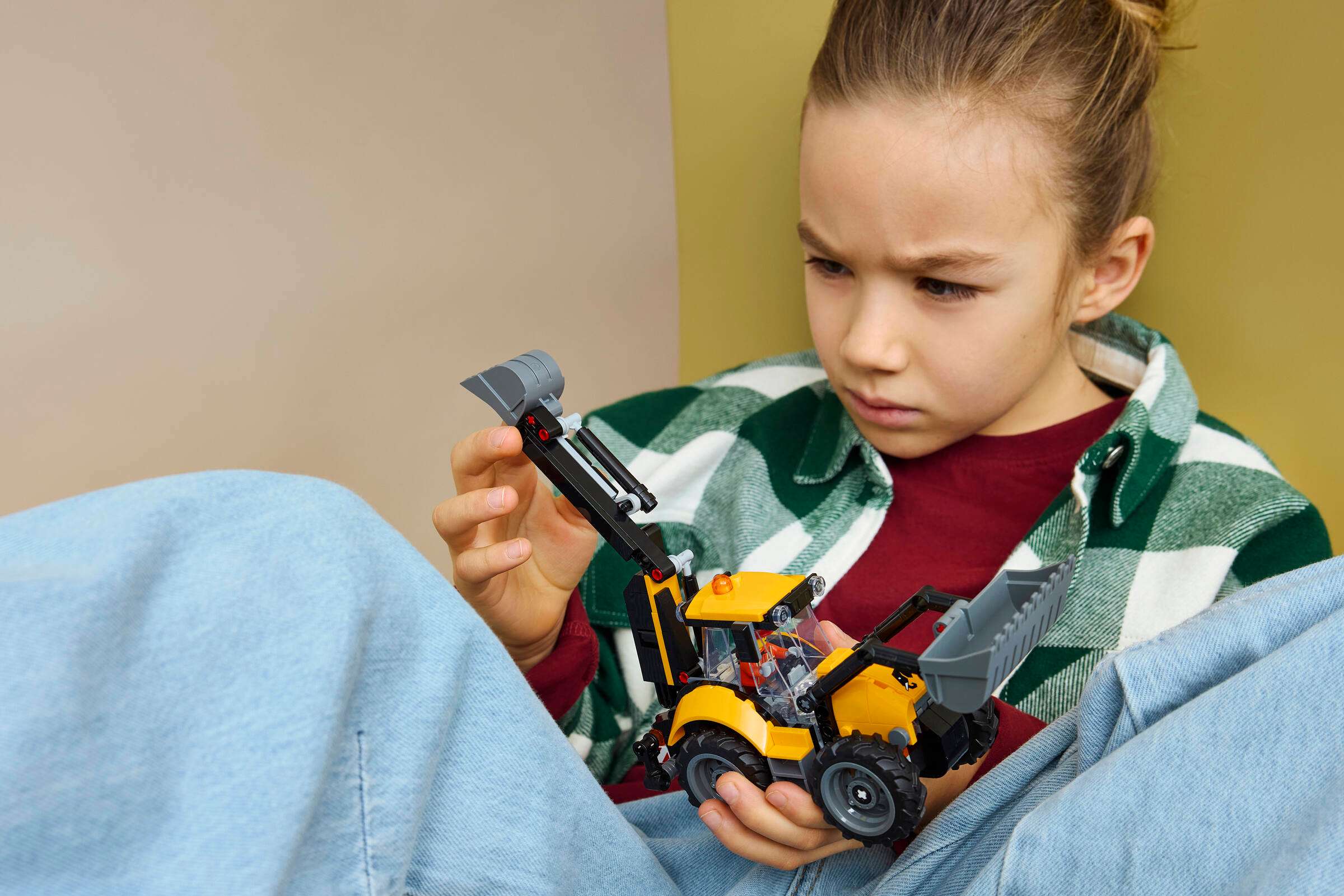 LEGO City Yellow Backhoe Loader 60480 play scene