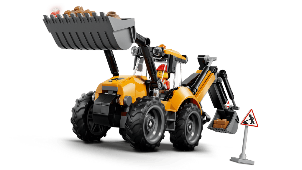 LEGO City Yellow Backhoe Loader 60480 detail view