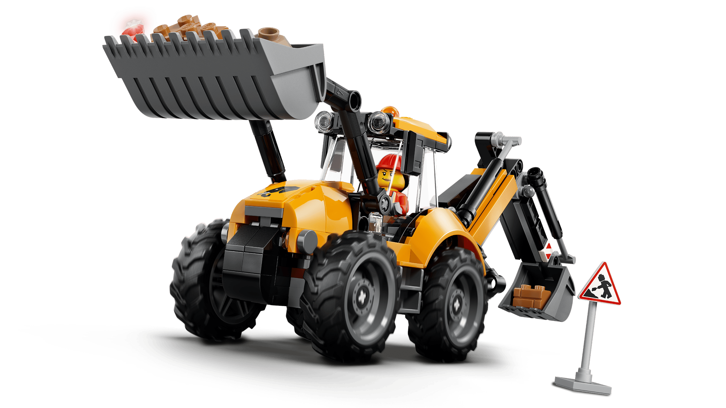 LEGO City Yellow Backhoe Loader 60480 detail view