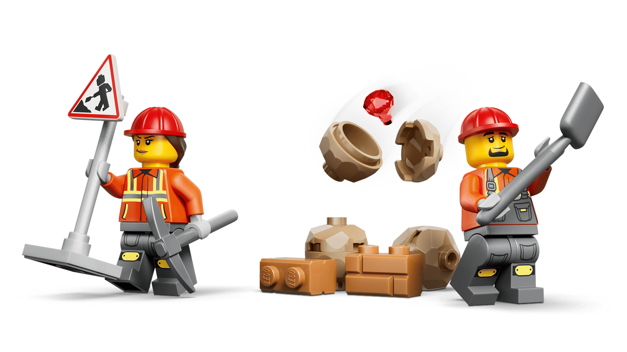 LEGO City Yellow Backhoe Loader 60480 detail view