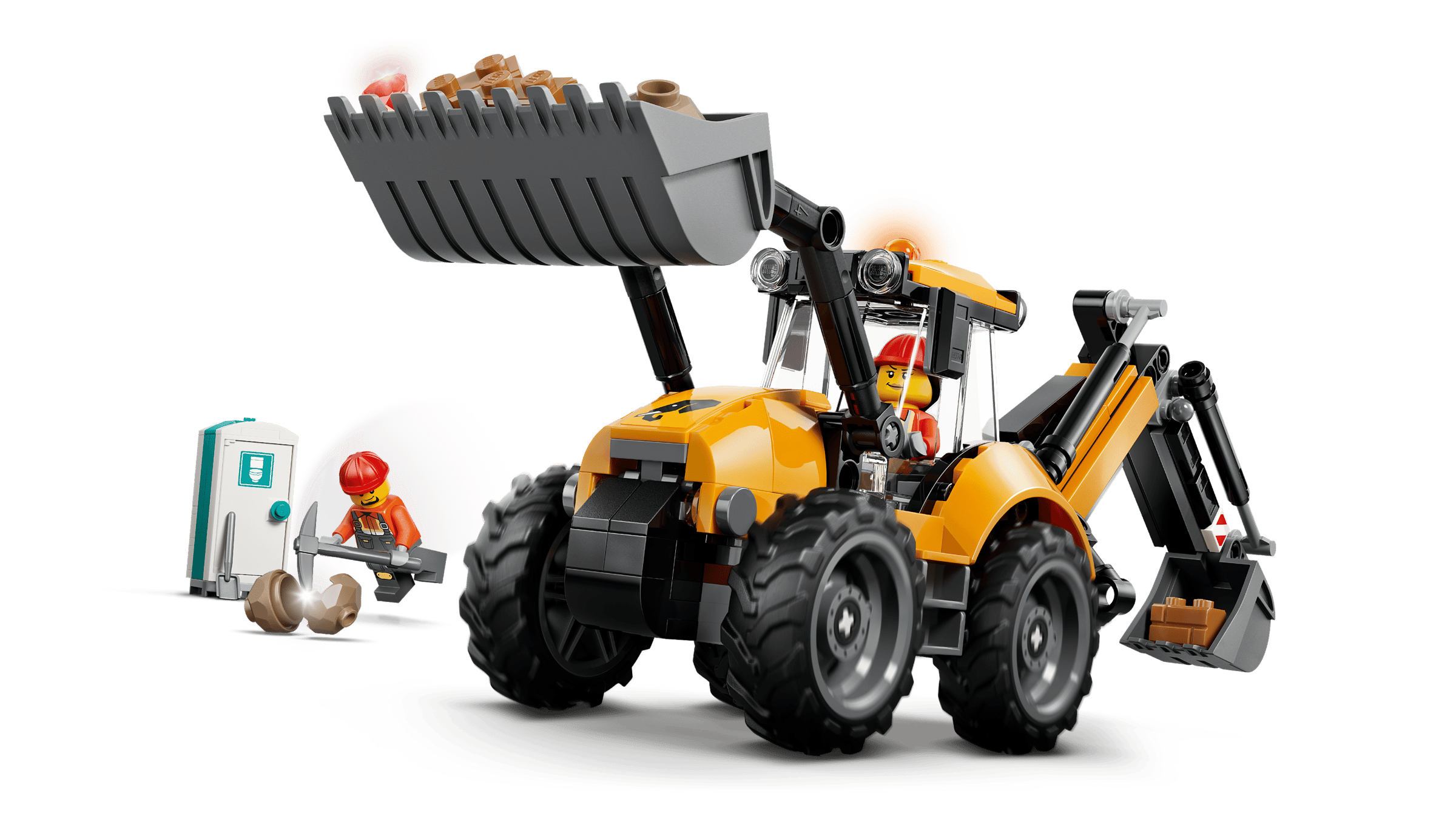 LEGO City Yellow Backhoe Loader 60480 detail view