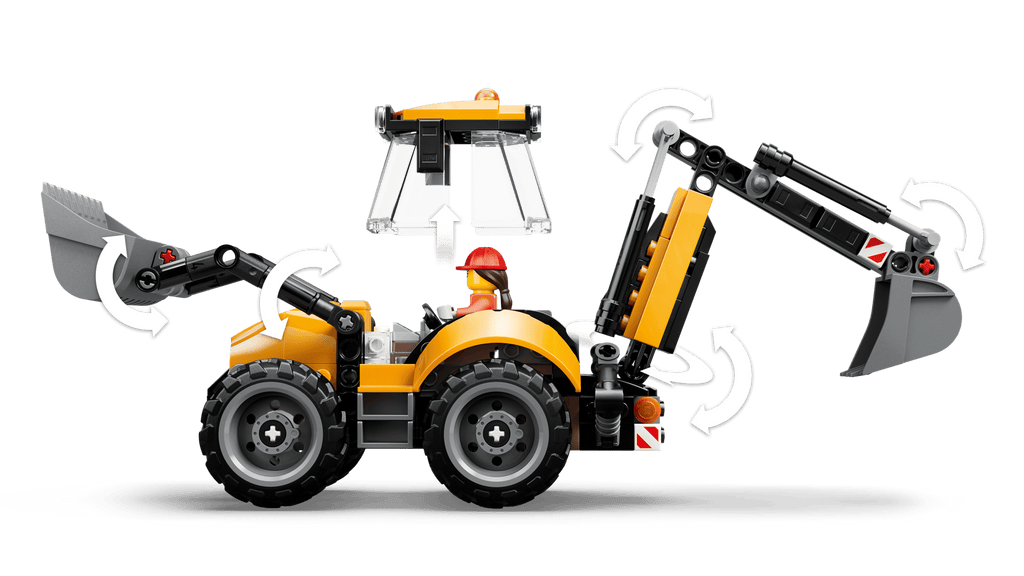 LEGO City Yellow Backhoe Loader 60480 detail view