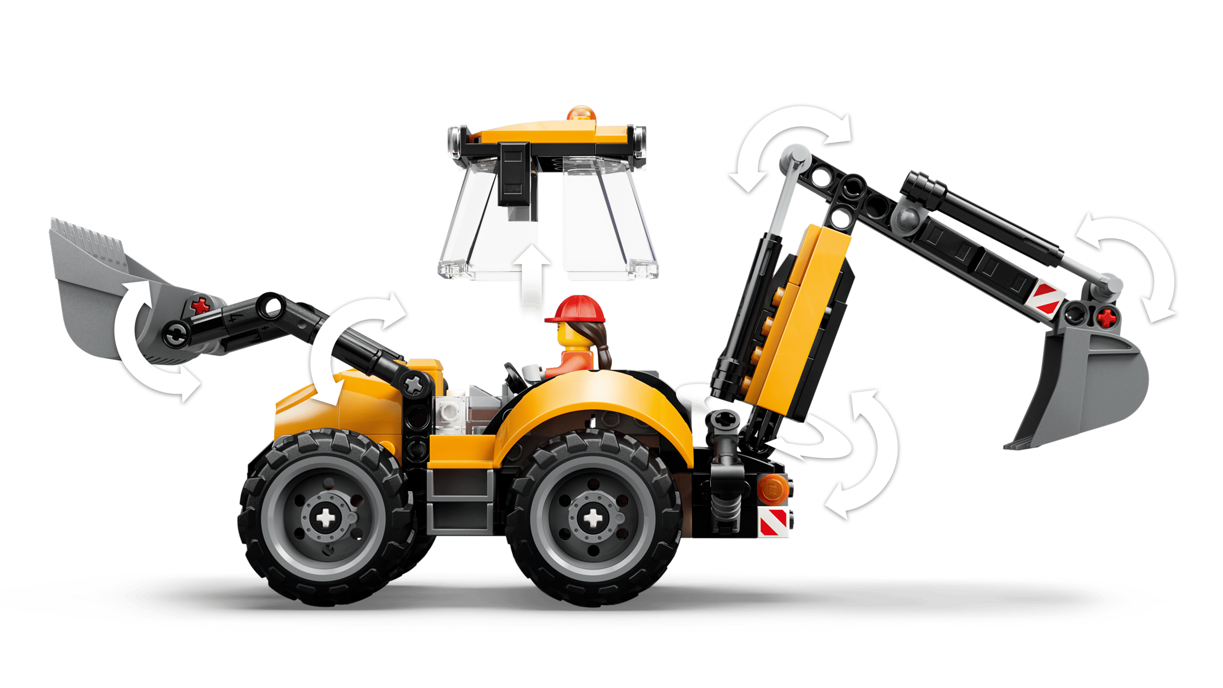 LEGO City Yellow Backhoe Loader 60480 detail view